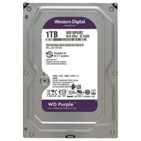Disco Duro Western Digital WD Purple Surveillance 1TB/ 3.5"/ SATA III/ 64MB - PixelPlaza