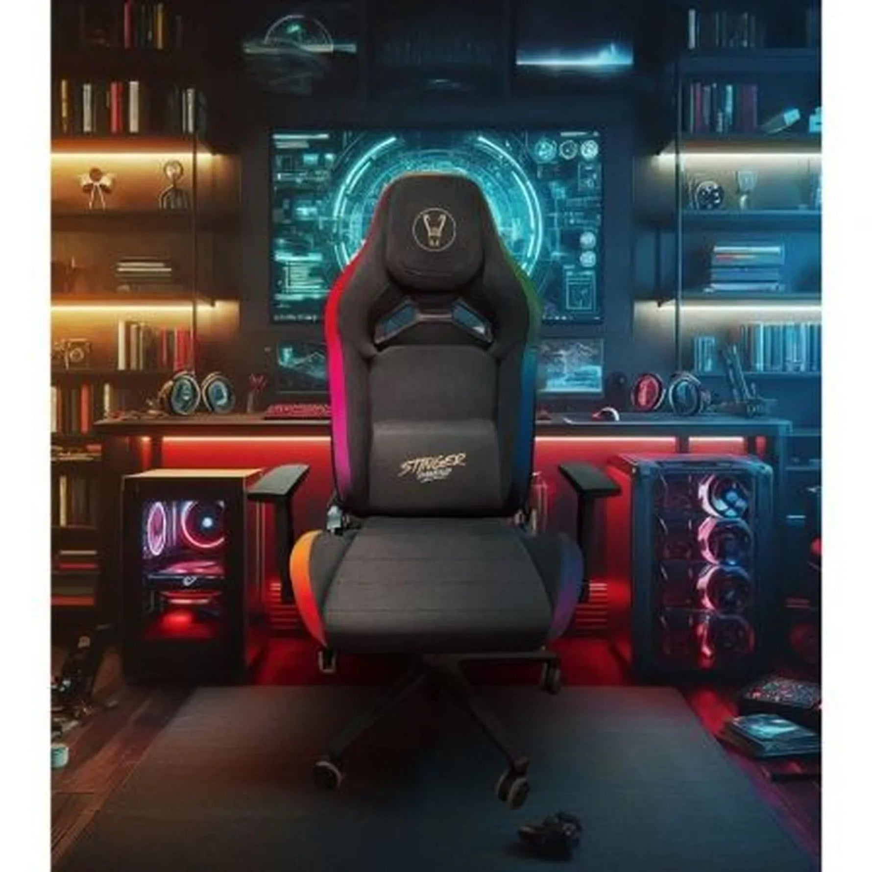 Silla Gaming Woxter Stinger Station Elite/ Luces LED/ Dorada y Plata - PixelPlaza