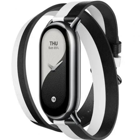 Correa Original para Pulsera Xiaomi Mi Smart Band 8 Double Wrap Strap/ Blanco y Negro - PixelPlaza