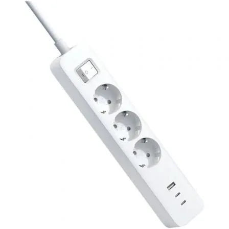 Regleta con Interruptor Xiaomi 20W Power Strip/ 3 Tomas de Corriente/ 1 USB/ 2 USB Tipo-C/ Cable 1.4m/ Blanca - PixelPlaza
