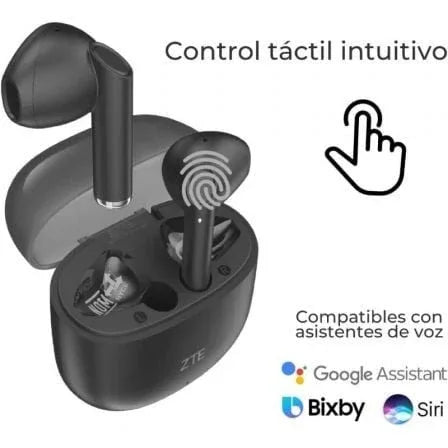 Auriculares Bluetooth ZTE Buds 2 con estuche de carga/ Autonomía 5h/ Negros - PixelPlaza