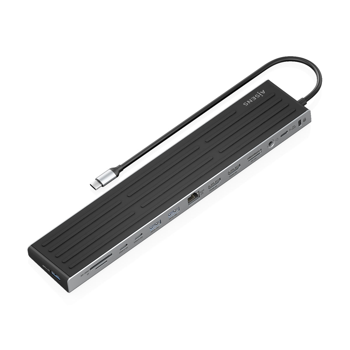 Docking USB Tipo-C Aisens ASUC-13P042-GR/ 2xUSB Tipo-C/ 1xUSB Tipo-C PD/ 2xUSB/ 2xHDMI/ 1xDisplayPort/ 1xLector de Tarje