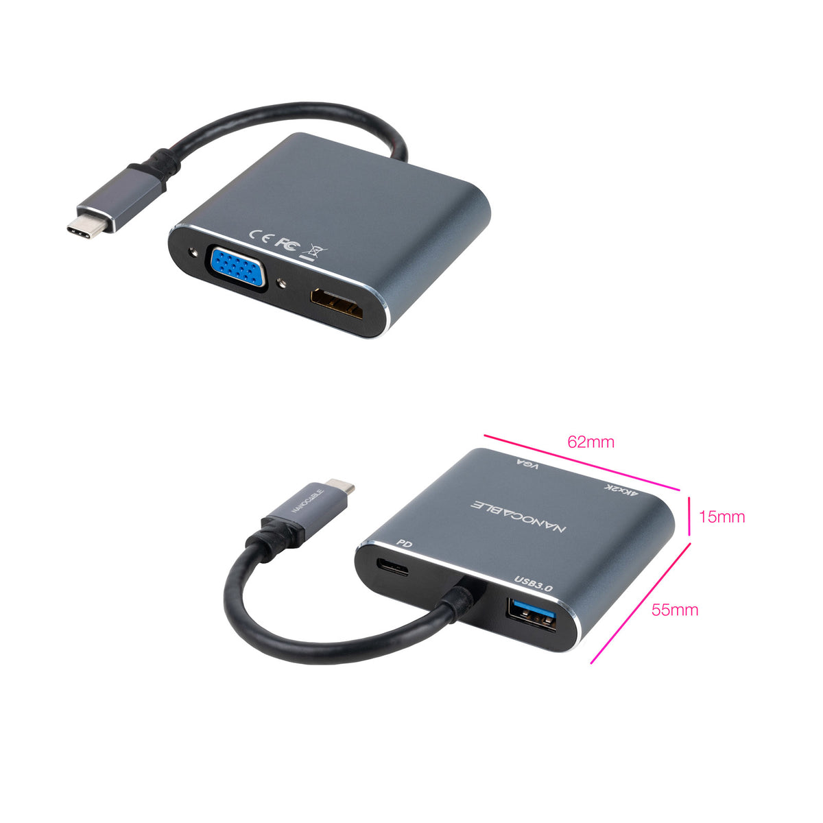 Conversor Nanocable usb tipo c a