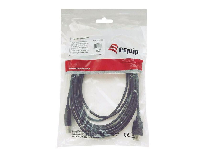 Cable USB 2.0 a USB tipo b Equip 2m · macho - macho · negro