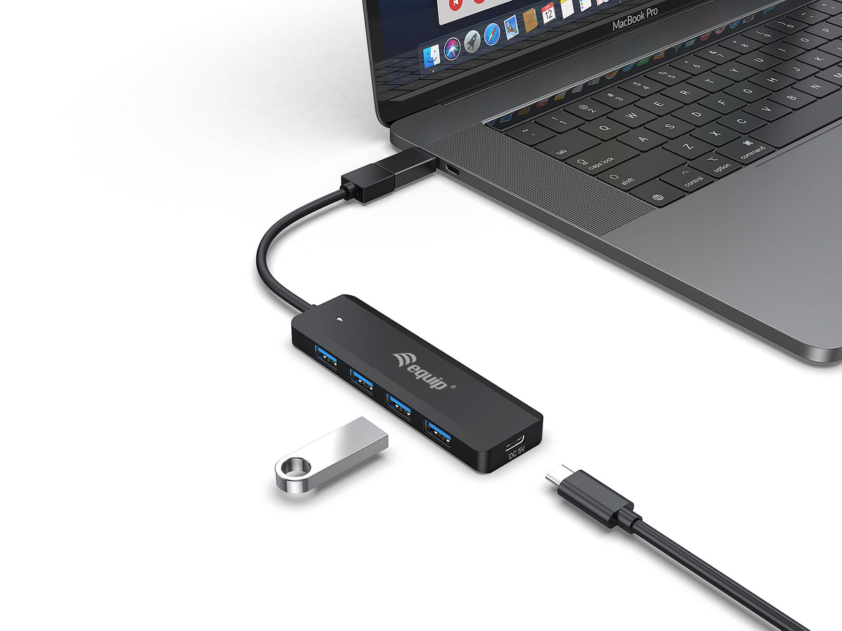 Hub USB Equip life a 4 x USB 3.2 - 1 x USB tipo c + adaptador USB tipo c