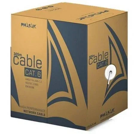 Bobina de Cable RJ45 UTP Phasak PHR 6302 Cat.6/ 305m/ Gris - PixelPlaza