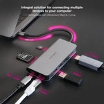 Docking Tipo-C Nanocable 10.16.4609/ 3xUSB/ 1xHDMI 4K/ 1xRJ45/ 1xLector tarjetas/ 1xUSB Tipo-C PD/ Gris - PixelPlaza