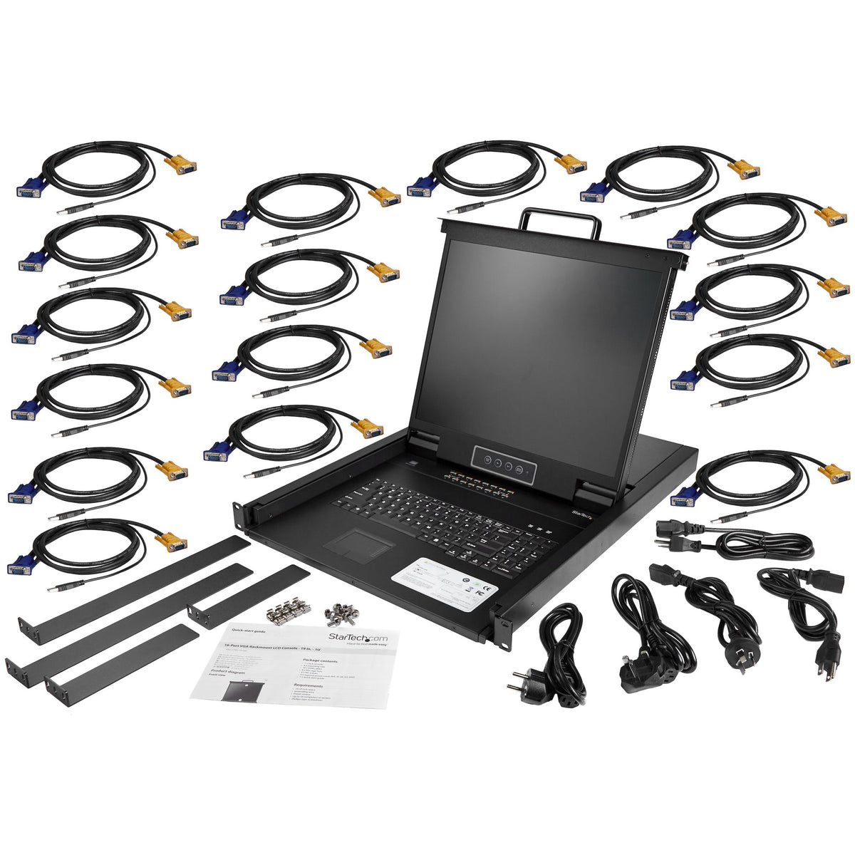 Consola kvm 16 puertos startech for server rack · rackmount lcd · 48.26 cm