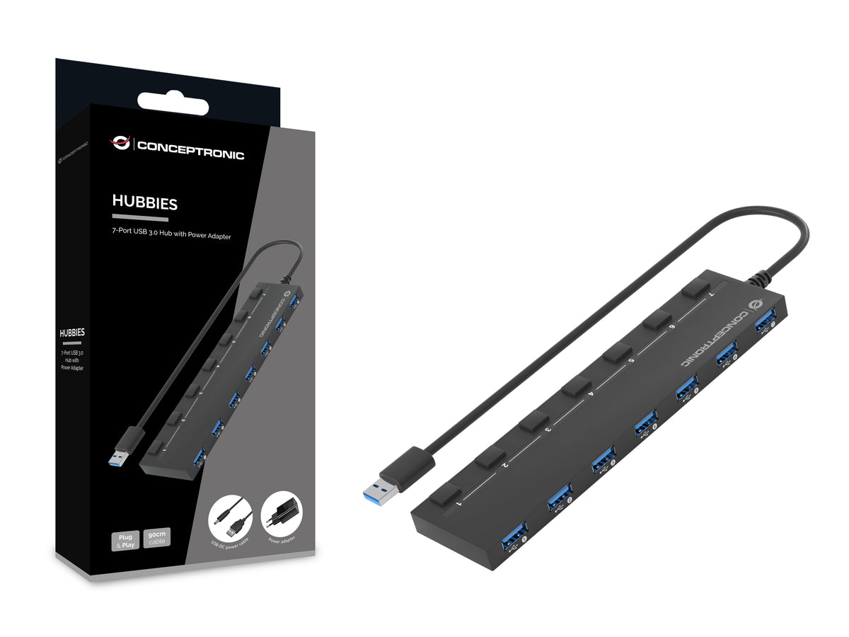 Hub USB 3.2 Conceptronic hubbies19bp 7 puertos