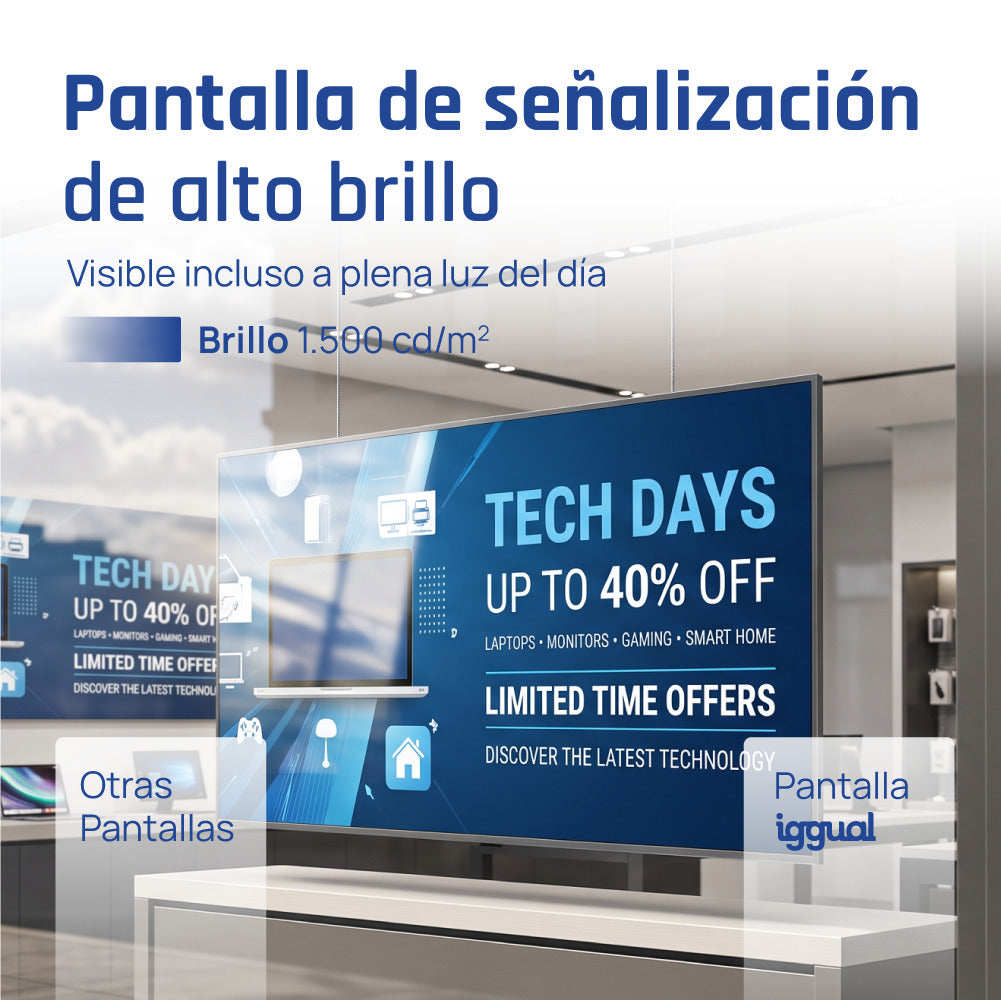 Iggual Pantalla señalización 4K 55 Alto Brillo
