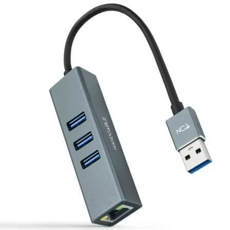 Hub USB 3.0 Nanocable 10.03.0407/ 3xUSB/ 1xRJ45/ Gris - PixelPlaza