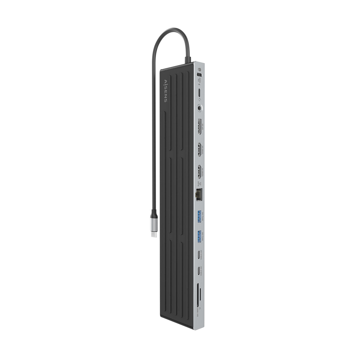 Docking USB Tipo-C Aisens ASUC-13P042-GR/ 2xUSB Tipo-C/ 1xUSB Tipo-C PD/ 2xUSB/ 2xHDMI/ 1xDisplayPort/ 1xLector de Tarje