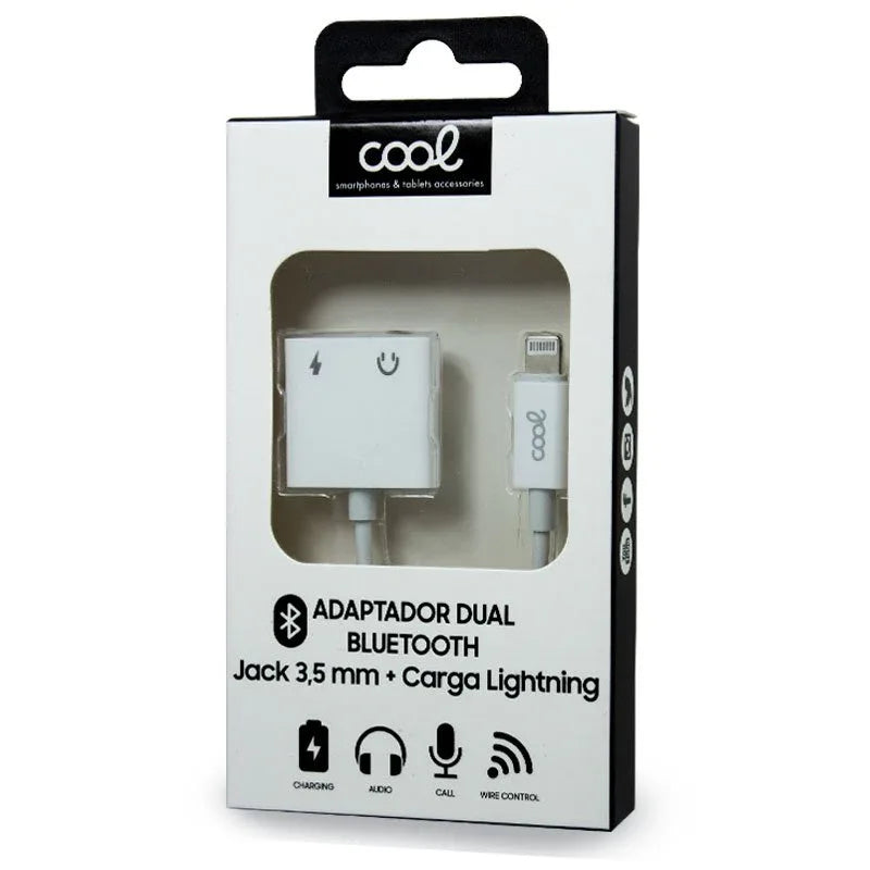Adaptador Dual Bluetooth Jack 3,5 mm + Carga Lightning COOL - PixelPlaza