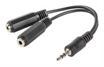 Adaptador Lanberg jack stereo macho a jack stereo hembra x2 10 cm negro