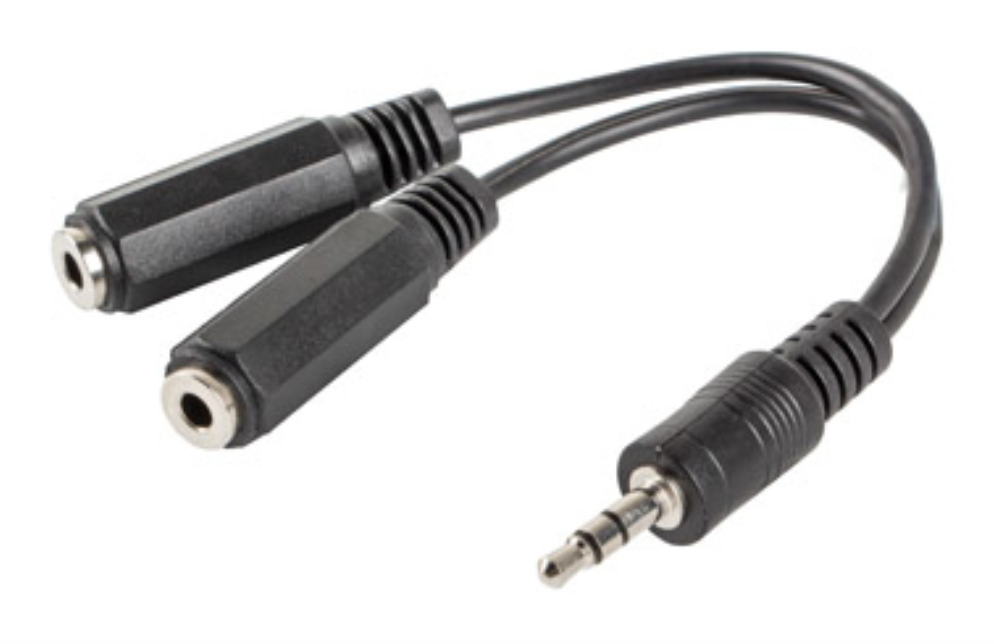 Adaptador Lanberg jack stereo macho a jack stereo hembra x2 10 cm negro