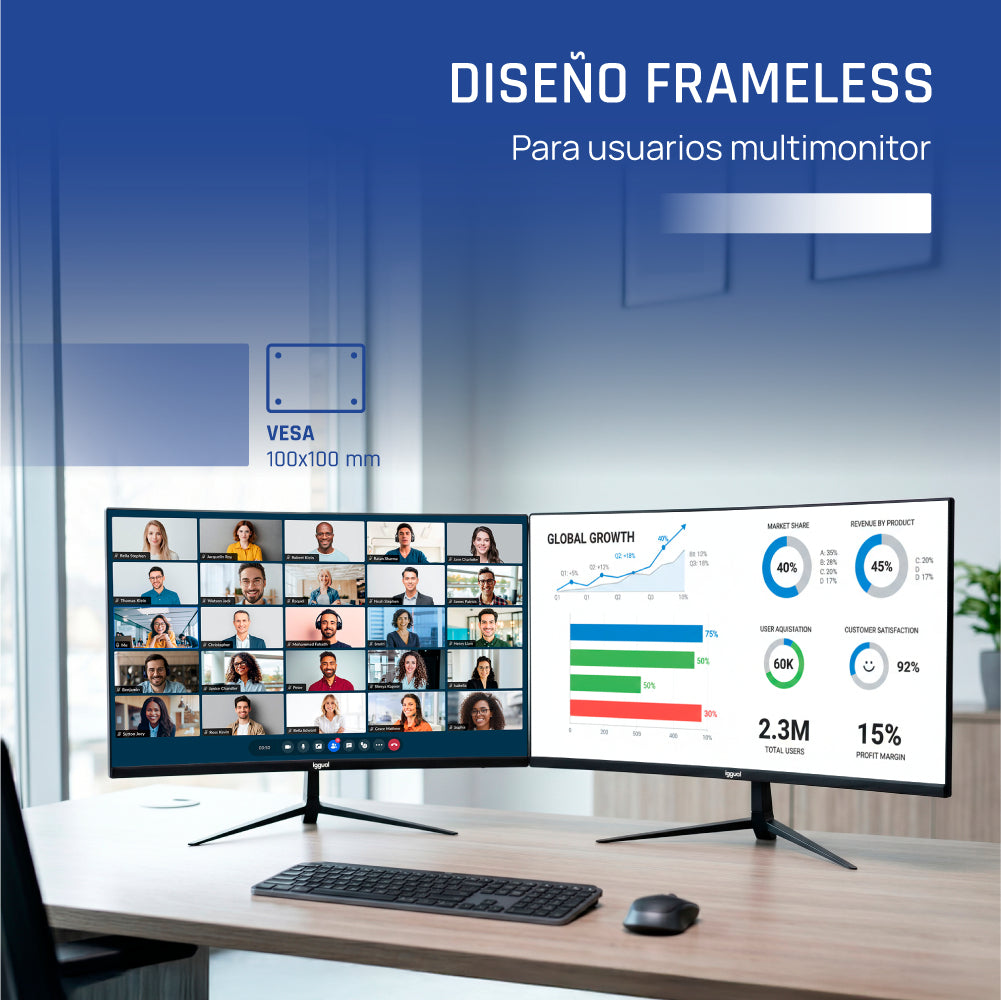 Iggual Monitor 27 1ms FHD 120Hz VGA HDMI DP MM