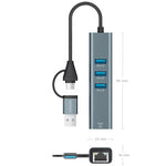 Hub USB + USB Tipo-C 3.2 Aisens A109-1033/ 3xUSB/ 1xRJ45/ Gris