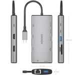 Docking USB Tipo-C Aisens ASUC-10P050-GR/ 1xDisplayPort/ 1xHDMI 4K/ 1xRJ45/ 2xUSB/ 2xUSB Tipo-C/ 1xUSB Tipo-C PD/ 1xLect