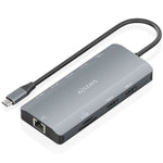 Docking USB Tipo-C Aisens ASUC-10P052-GR/ 2xHDMI 4K/ 1xRJ45/ 3xUSB/ 1xUSB Tipo-C/ 1xUSB Tipo-C PD/ 1xLector de Tarjetas/