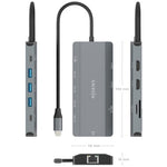 Docking USB Tipo-C Aisens ASUC-10P052-GR/ 2xHDMI 4K/ 1xRJ45/ 3xUSB/ 1xUSB Tipo-C/ 1xUSB Tipo-C PD/ 1xLector de Tarjetas/