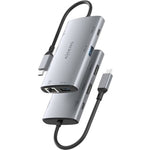 Docking USB Tipo-C Aisens ASUC-7P049-GR/ 2xHDMI 4K/ 1xRJ45/ 2xUSB/ 1xUSB Tipo-C/ 1xUSB Tipo-C PD/ Gris