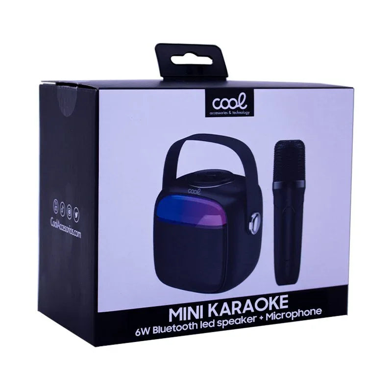 Altavoz Bluetooth Universal Música 6W COOL Mini Karaoke + 1 Micrófono Negro - PixelPlaza