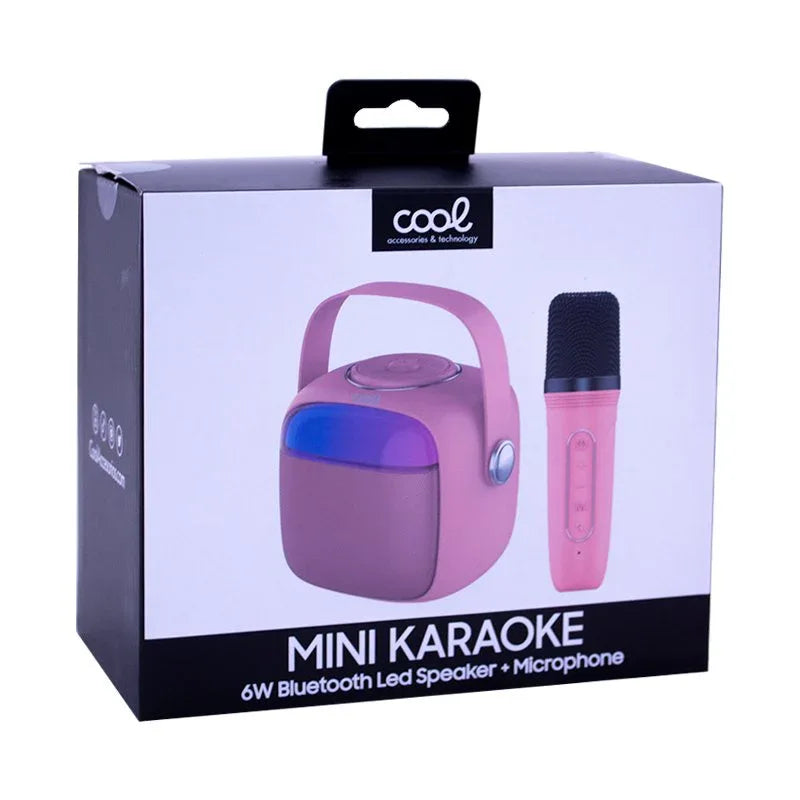 Altavoz Bluetooth Universal Música 6W COOL Mini Karaoke + 1 Micrófono Rosa - PixelPlaza