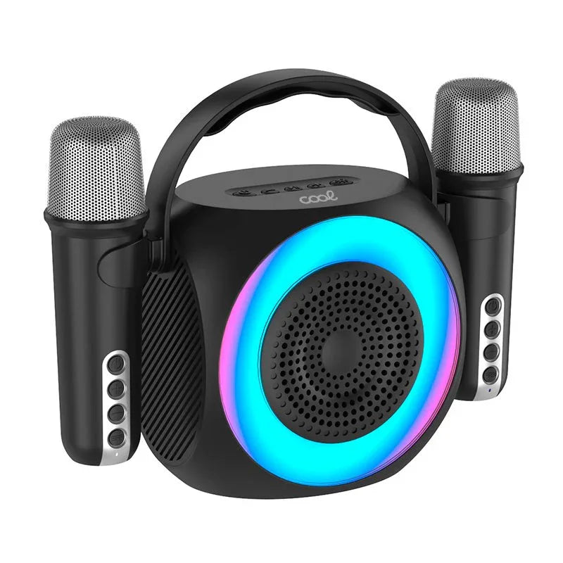 Altavoz Bluetooth Universal Música 6W COOL Mini Karaoke Party + 2 Micrófonos Negro - PixelPlaza