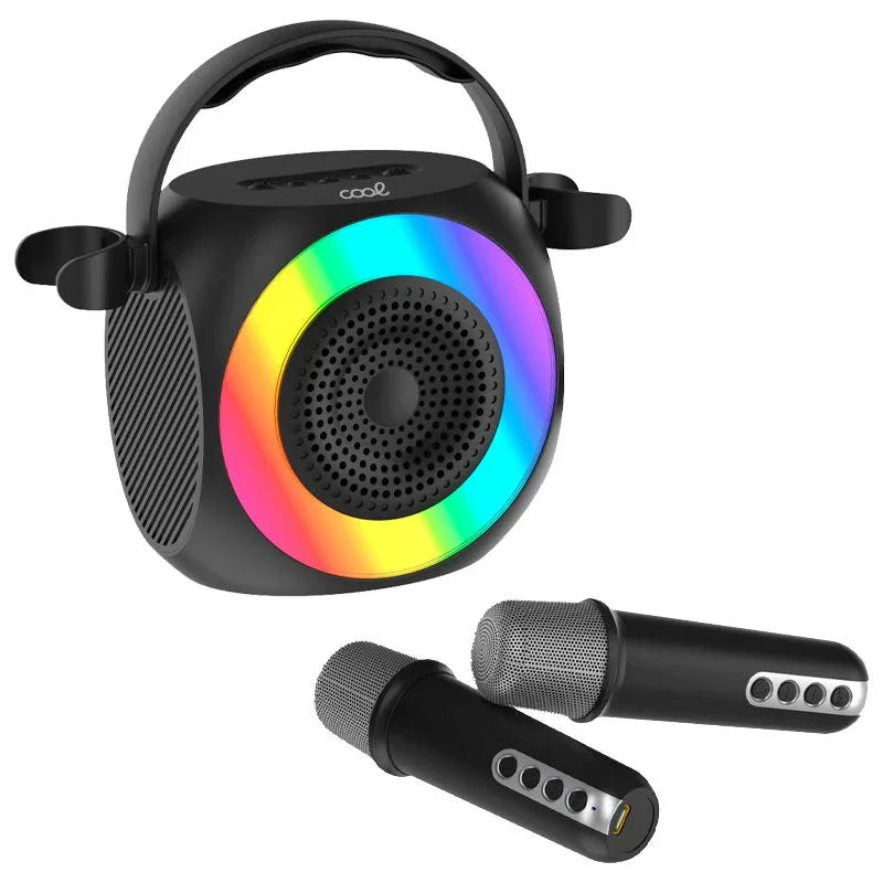 Altavoz Bluetooth Universal Música 6W COOL Mini Karaoke Party + 2 Micrófonos Negro - PixelPlaza