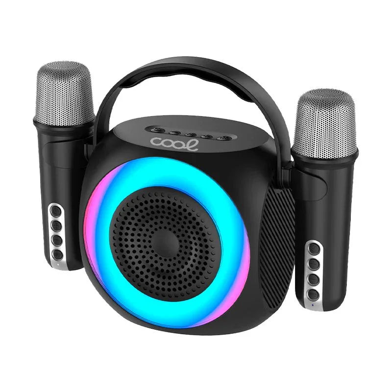 Altavoz Bluetooth Universal Música 6W COOL Mini Karaoke Party + 2 Micrófonos Negro - PixelPlaza