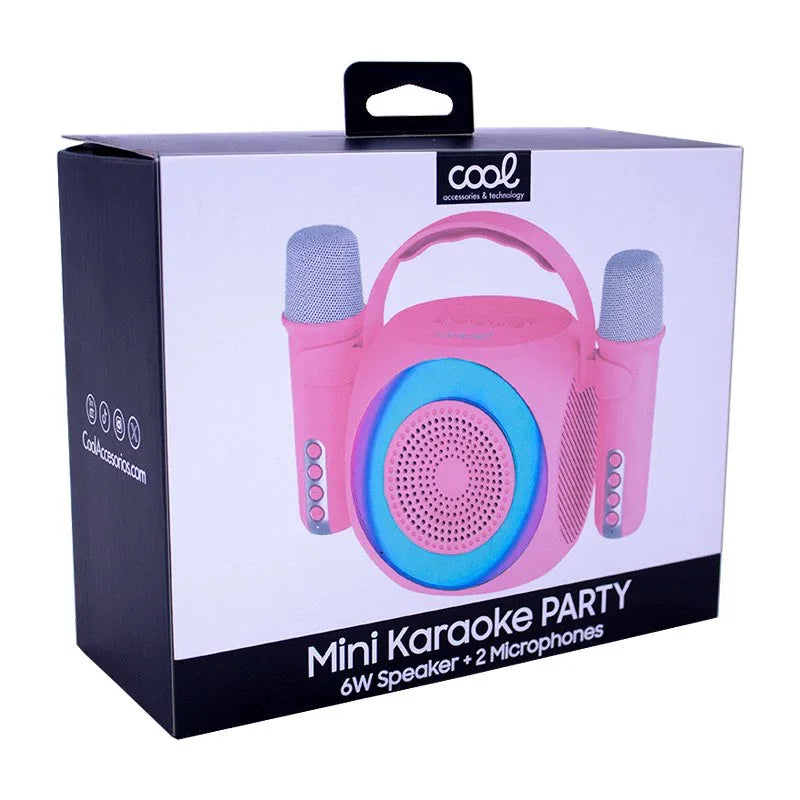 Altavoz Bluetooth Universal Música 6W COOL Mini Karaoke Party + 2 Micrófonos Rosa - PixelPlaza