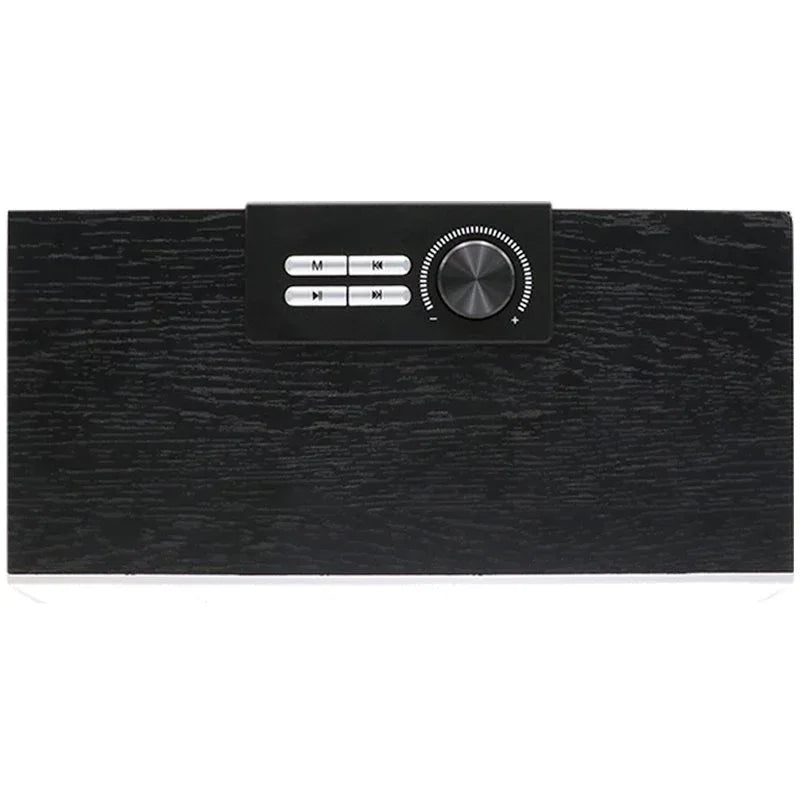 Altavoz Música Universal Bluetooth Marca COOL Retro (20W) Madera Negro Frontal Plata - PixelPlaza