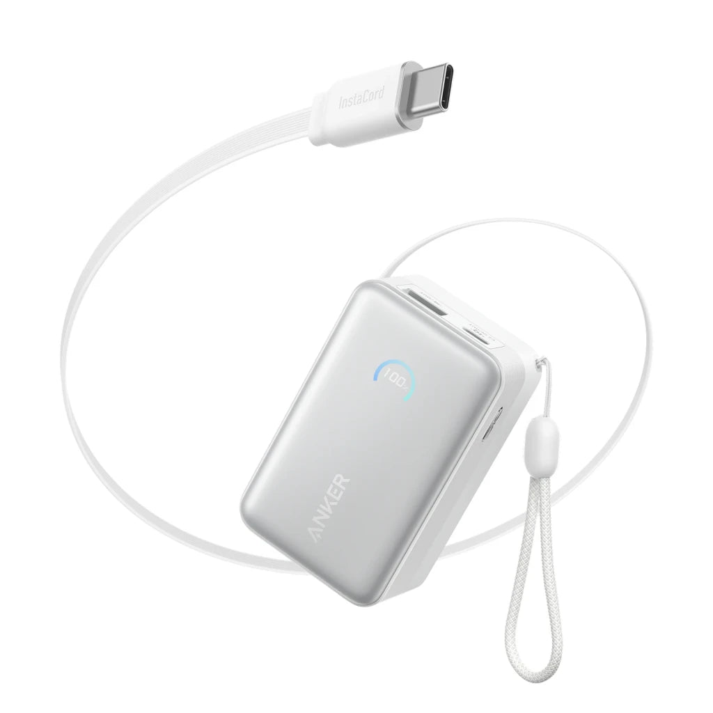 Anker Nano Power Bank 10K 45W 10000mAh Blanco Cable USB-C Retráctil Carga Rápida