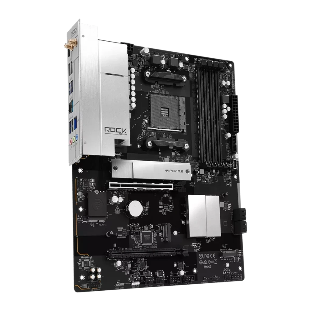 ASRock B550 Rock WiFi AM4 DDR4 ATX WiFi 6E 3 ranuras M.2 Placa base