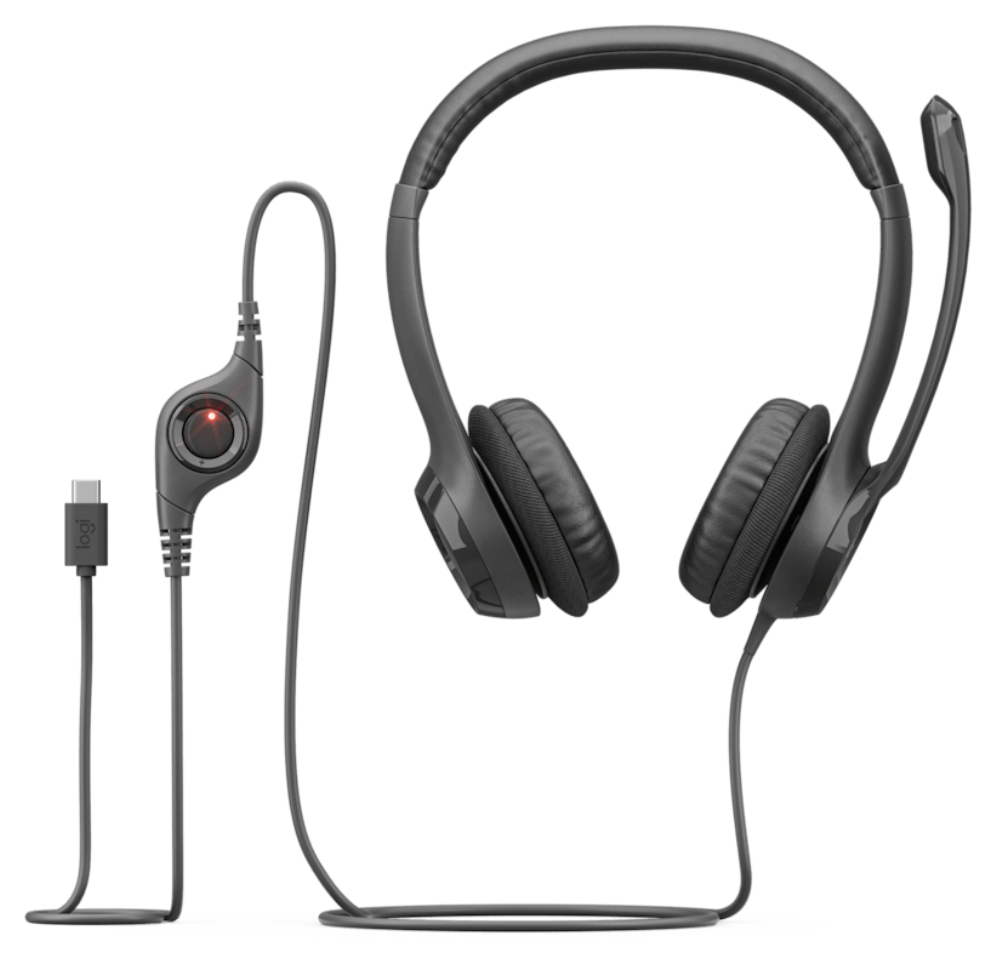 Logitech Auriculares con Cable H390 para PC/Portátil, Auriculares Estéreo con Micrófono con Supresión de Ruido, USB-C, C