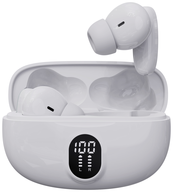 Denver TWE-57W auricular y casco Auriculares True Wireless Stereo (TWS) Clip de oreja Llamadas/Música USB Tipo C Bluetoo