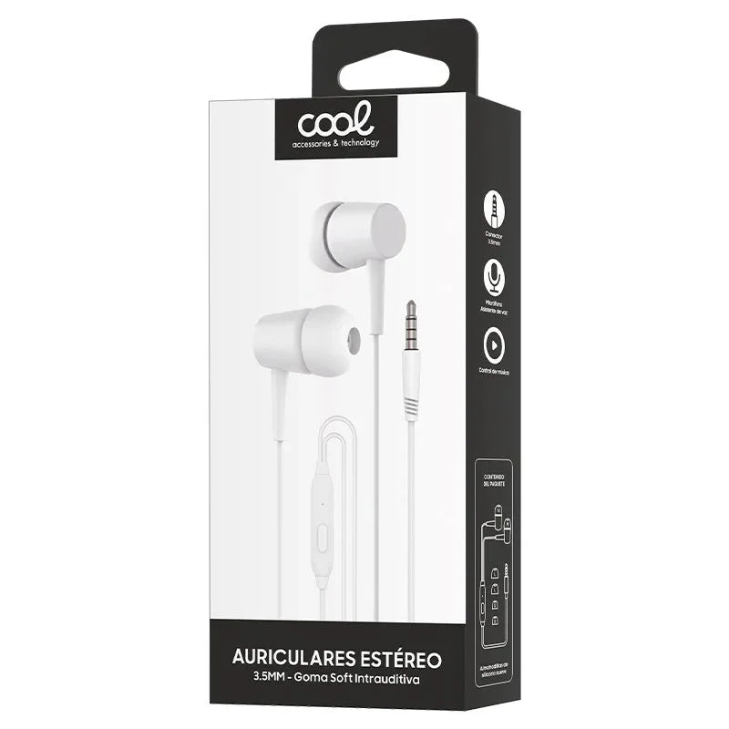 Auriculares 3,5 mm COOL Bear Stereo Con Micro Blanco - PixelPlaza