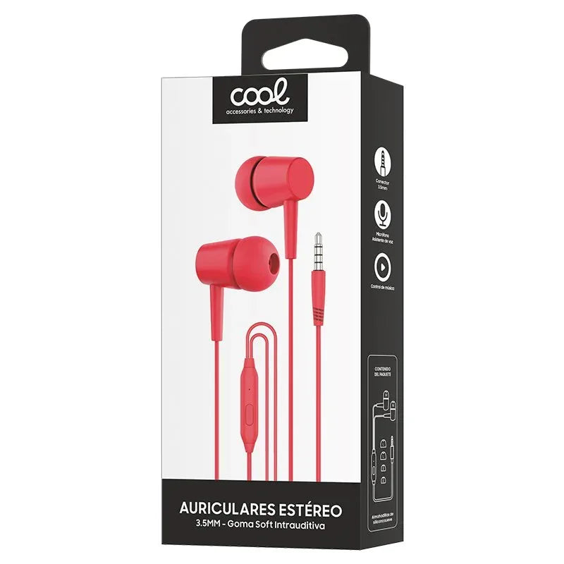 Auriculares 3,5 mm COOL Bear Stereo Con Micro Rojo - PixelPlaza
