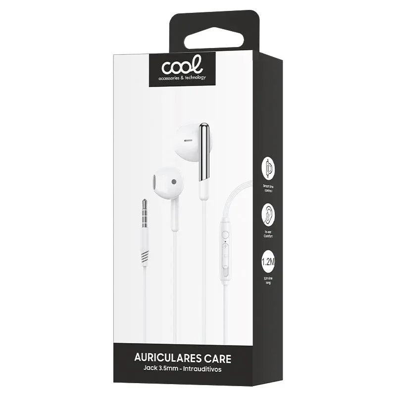Auriculares 3,5 mm COOL Care Stereo Con Micro Blanco - PixelPlaza