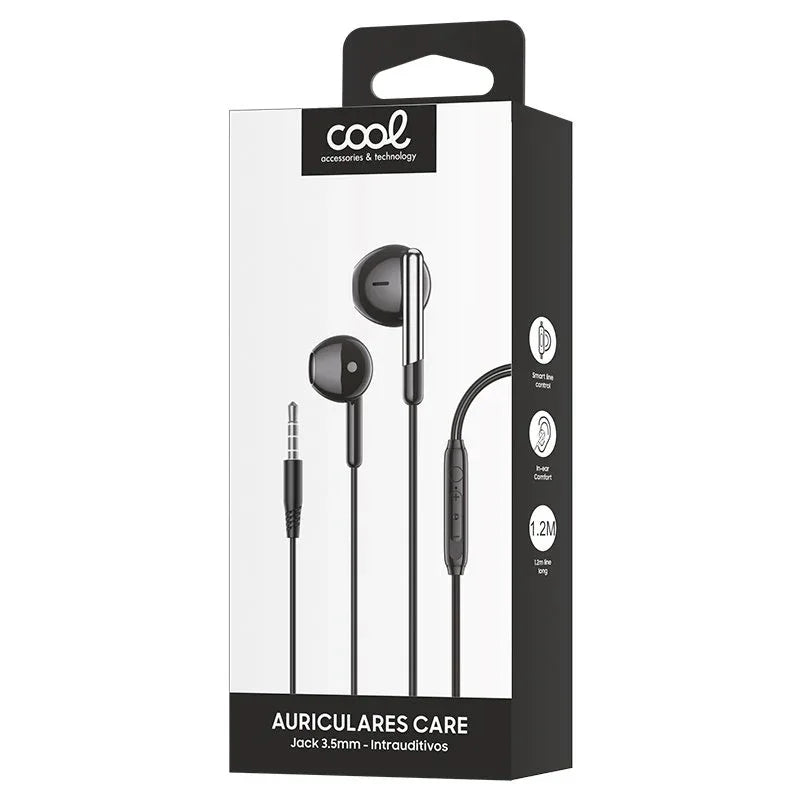 Auriculares 3,5 mm COOL Care Stereo Con Micro Negro - PixelPlaza