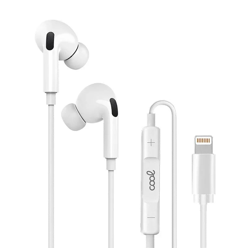 Auriculares Blancos COOL Stereo Con Micro para iPhone - Goma IN-EAR (Lightning Bluetooth) - PixelPlaza