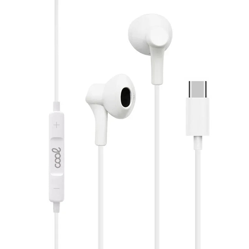 Auriculares Botón COOL Stereo Tipo-C Con Micro (Digital) Blanco - PixelPlaza