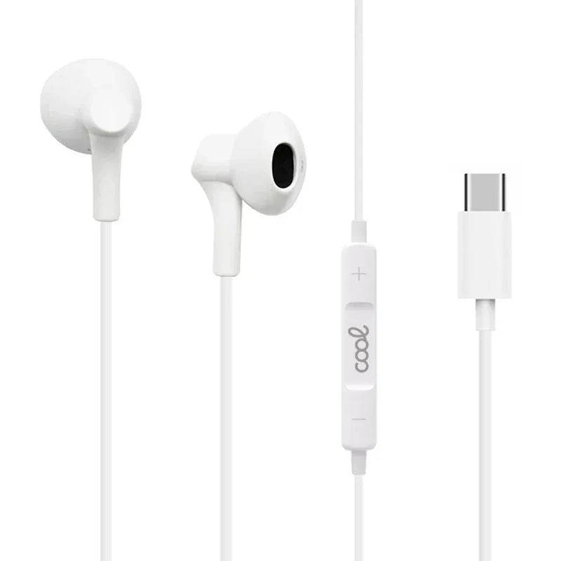 Auriculares Botón COOL Stereo Tipo-C Con Micro (Digital) Blanco - PixelPlaza