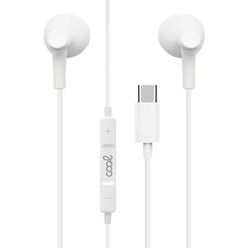 Auriculares Botón COOL Stereo Tipo-C Con Micro (Digital) Blanco - PixelPlaza