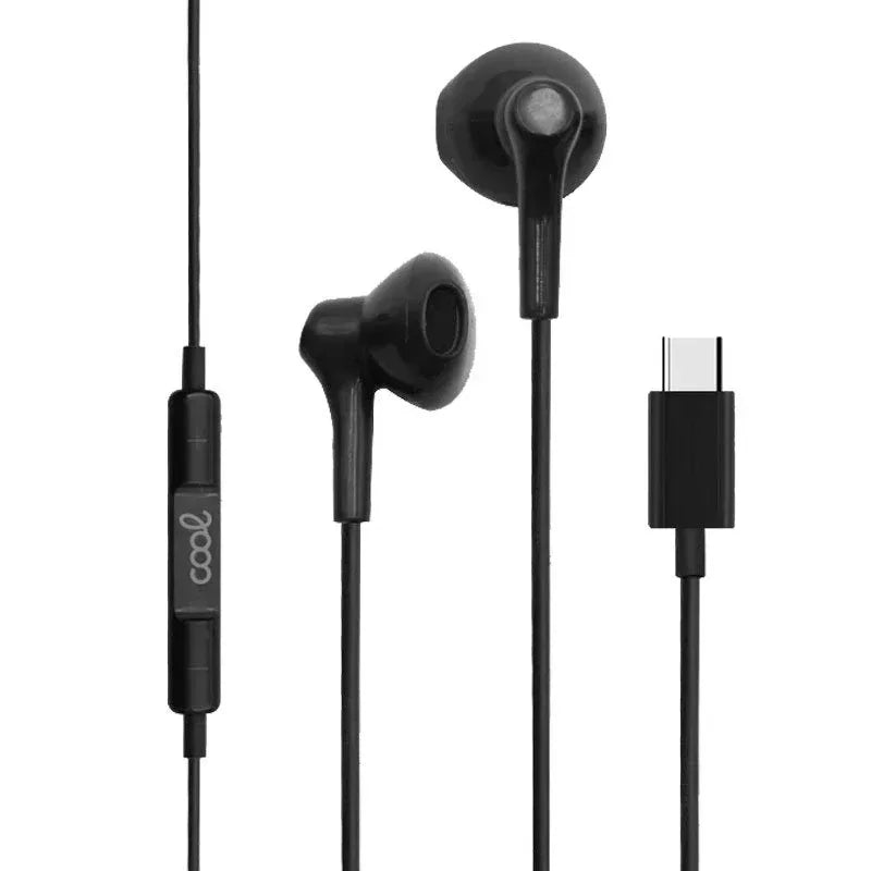 Auriculares Botón COOL Stereo Tipo-C Con Micro (Digital) Negro - PixelPlaza