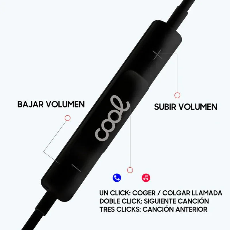 Auriculares Botón COOL Stereo Tipo-C Con Micro (Digital) Negro - PixelPlaza
