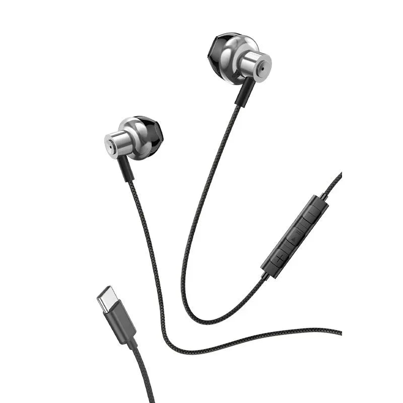 Auriculares Botón COOL Stereo Tipo-C Con Micro (Metal) Silver - PixelPlaza