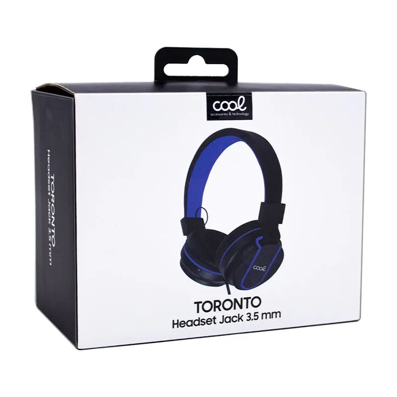 Auriculares Cascos Jack 3,5 mm COOL Toronto Negro-Azul - PixelPlaza
