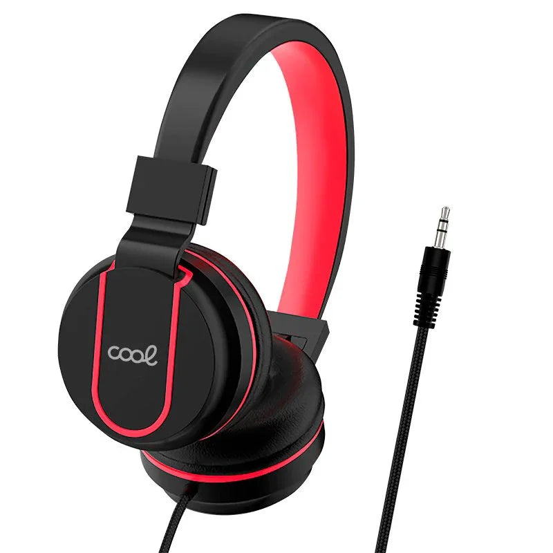 Auriculares Cascos Jack 3,5 mm COOL Toronto Negro-Rojo - PixelPlaza