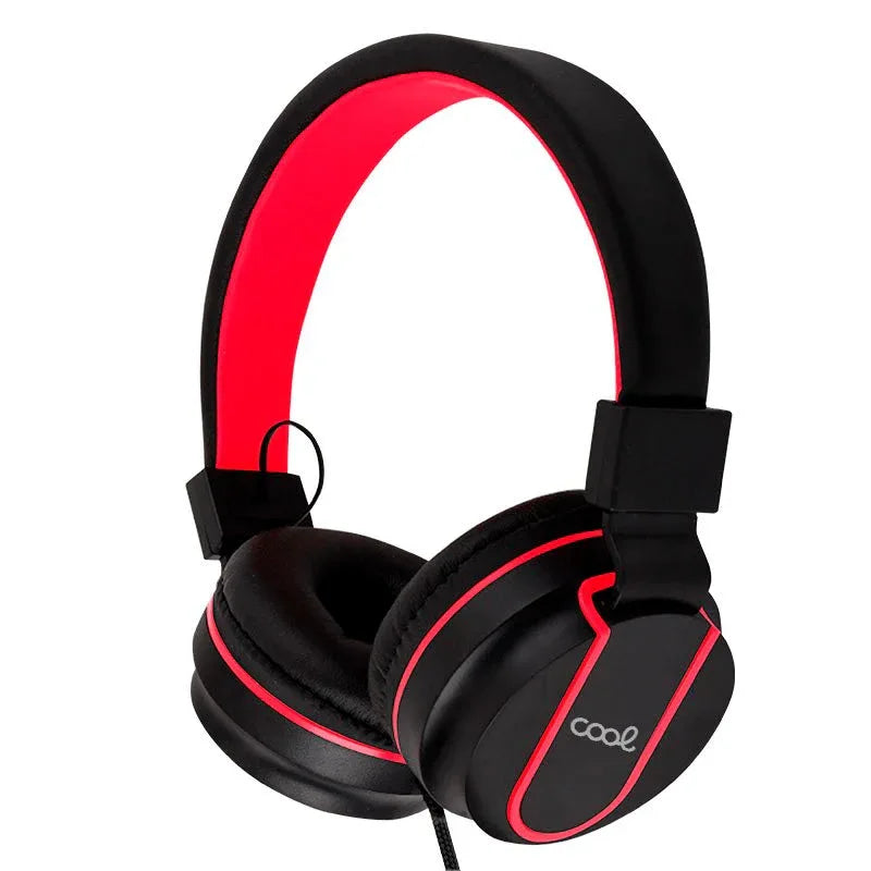 Auriculares Cascos Jack 3,5 mm COOL Toronto Negro-Rojo - PixelPlaza